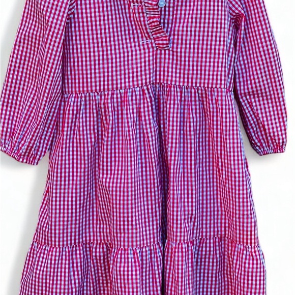 Little English Tiered Midi Red Gingham Dress - Picture 2 of 9